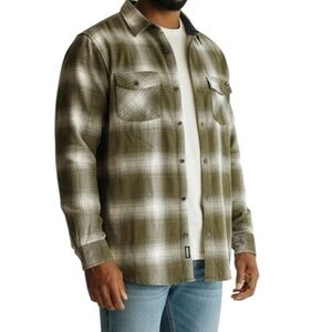 Vans Plaid Flannel button up shirt Olive green cream Men’s XL Rugged Cotton NWOT